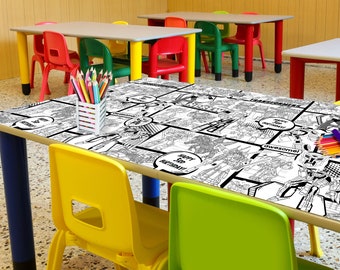 6x3 ft Transformers coloring table runner, Personalized Transformers coloring place mat, Printable birthday coloring pages