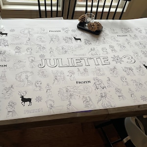 6x3 Ft Frozen Coloring Table Cloth, Personalized Elsa and Anna Table ...