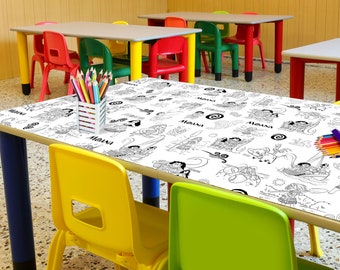 INSTANT DOWNLOAD 6x3ft Moana coroling table cloth, Personalized coloring Moana table cover, Printable birthday paper table runner, Ideas