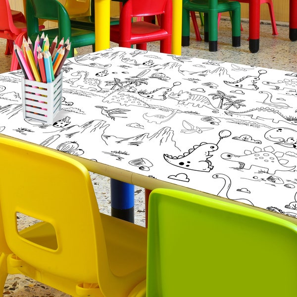 Dinosaur Coloring Table Cloth - Etsy
