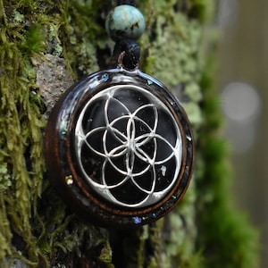 Silver & Wood Seed of Life Pendant - Necklace