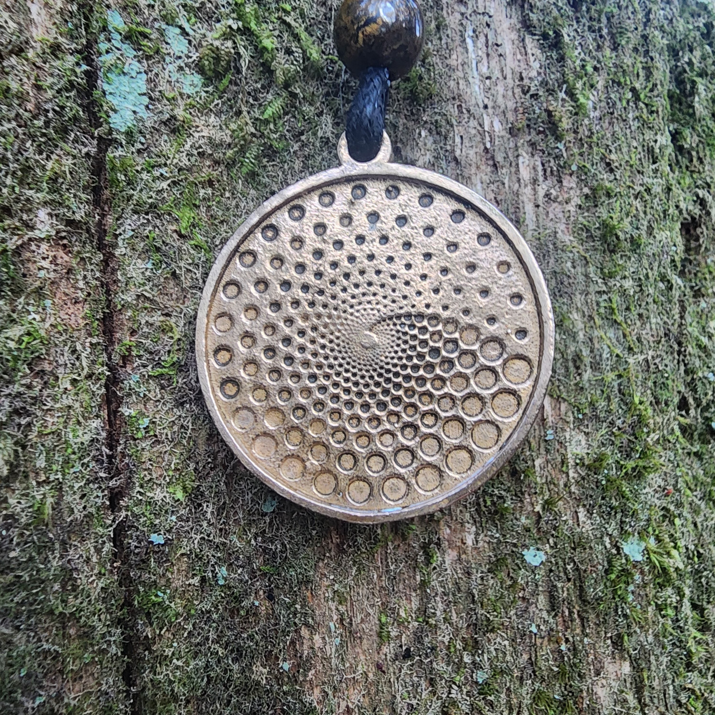 Carved Translucent Serpentine Infinity Pendant with Simple Black Cord 10821H