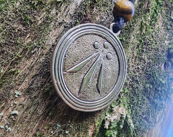 Bronze Druid Awen Symbol Pendant - Double Sided