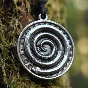 Sterling Silver Serpent Spiral Pendant - Necklace