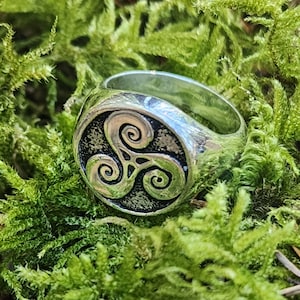 Triskelion Sterling Silver Signet Ring