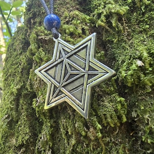 Fijne tinnen Merkaba-hanger - dubbelzijdig