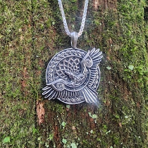 Sterling Silver Raven Pendant - Totem - Double Sided