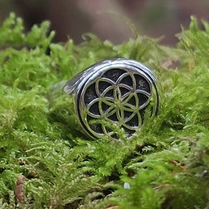 Seed of Life Sterling Silver Signet Ring