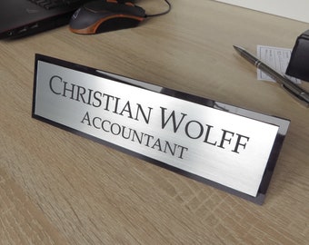 Placa de nombre de escritorio personalizada ejecutiva, letrero de escritorio grabado personalizado, placa, letrero de oficina.