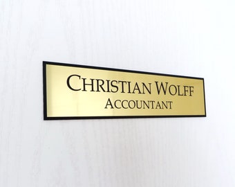 10" x 2.5" Custom Engraved Office Sign, Personalised Door Office Sign, Peel & Stick Adhesive.