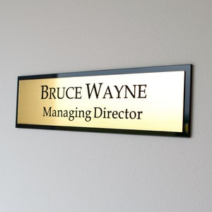 Personalised Wall Name Plate, Custom Engraved Sign, Executive Office Signs, Acrylic Signage, Double Sided Mounting Tape.
