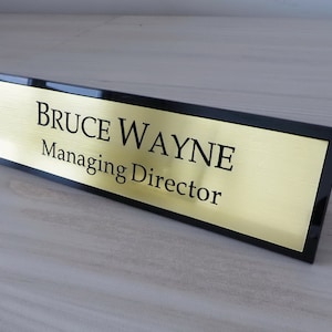 Executive Personalised Desk Name Plate, Custom Engraved Desk Sign, Plaque, Office Sign.