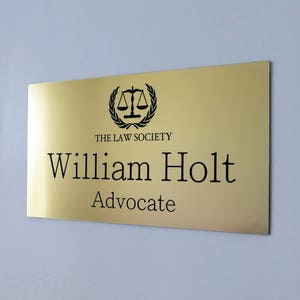 Custom Engraved Office Sign, Personalised Door Office Sign, Peel & Stick Adhesive. Gold