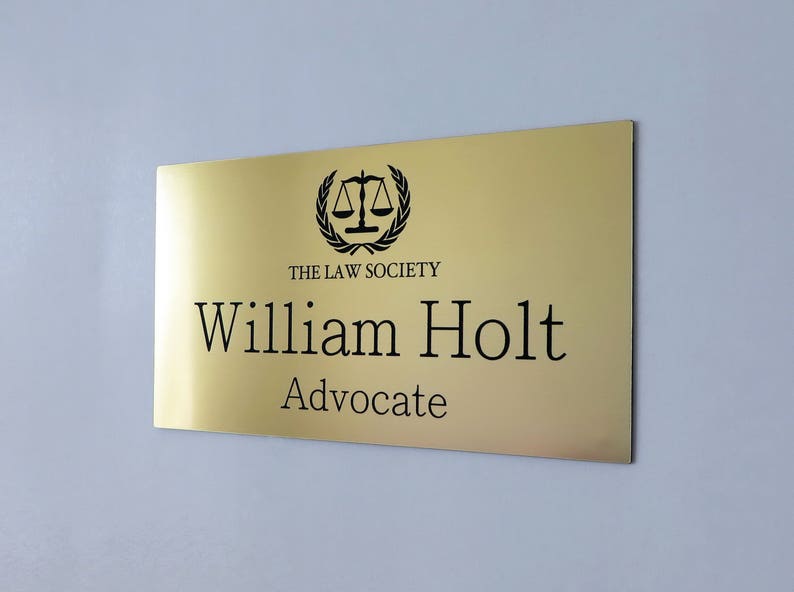 Custom Engraved Office Sign, Personalised Door Office Sign, Peel & Stick Adhesive. Gold