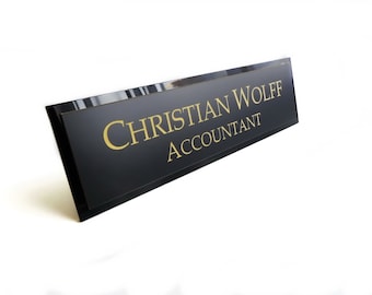 Executive Personalised Desk Name Plate, Custom Engraved Desk Sign, Plaque, Office Sign.