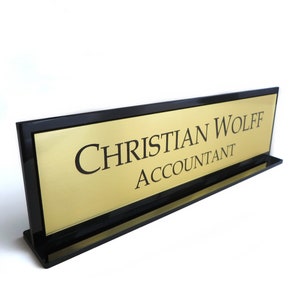 Double Sided Desk Name Plate, Executive, Personalised, Custom Engraved Desk Sign, Plaque, Office, Office Sign, Home Sign..