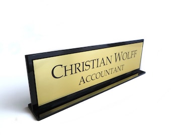 Double Sided Desk Name Plate, Executive Personalised, Custom Engraved Desk Sign, Plaque, Office, Office Sign, Home Sign..