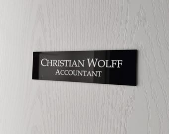 Personalized Office Door Sign: Engraved Wall Name Plate with Colorful Logo, Peel and Stick