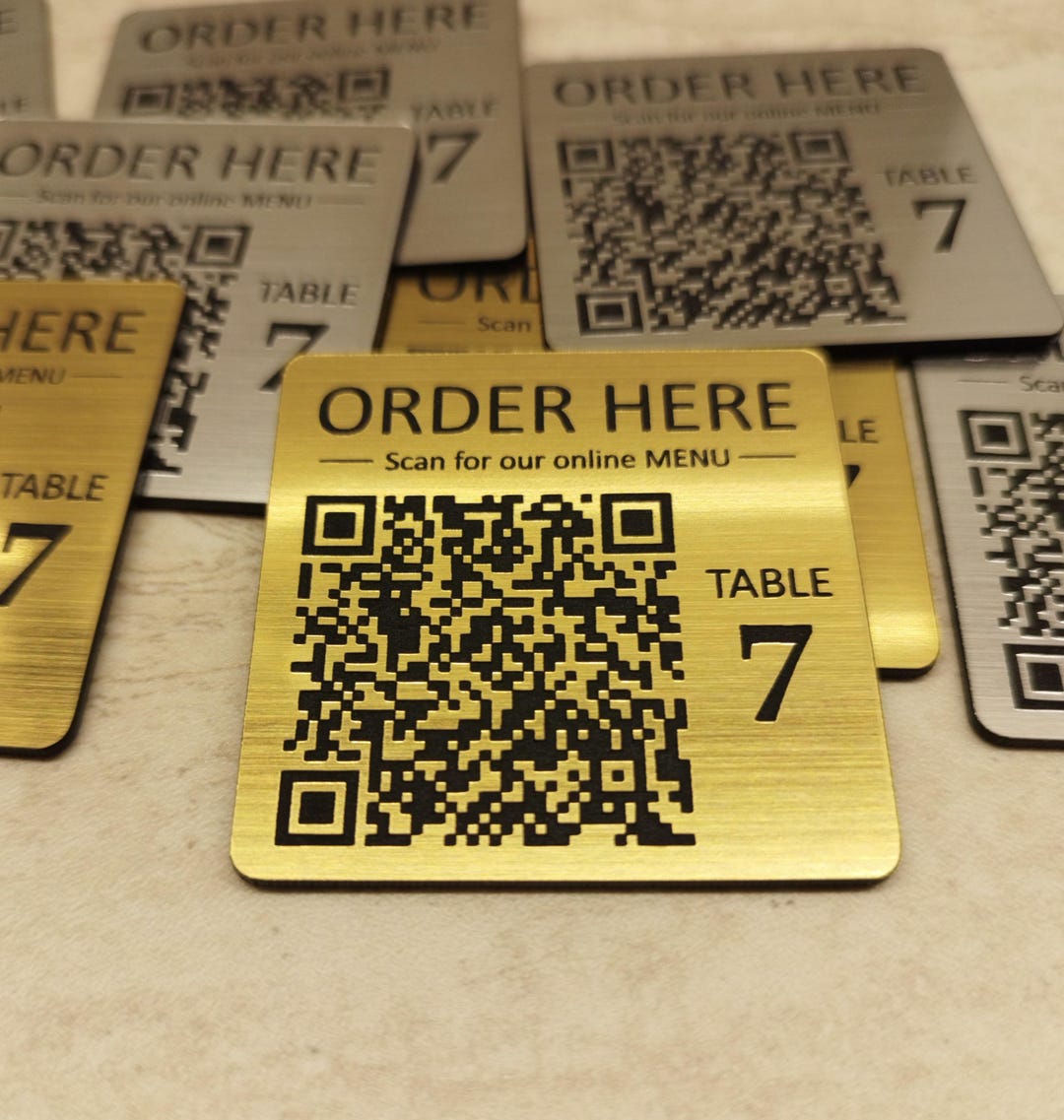 Table Scan Sign QR Code, Tap to Scan, Restaurant Table, Facebook, Instagram, Wifi, QR ...