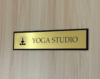 Custom Acrylic Wall Sign - Personalized Office Name Plate with Logo, Gold or Silver, Adhesive Backing
