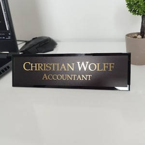 Executive Personalised Desk Name Plate, Custom Engraved Desk Sign, Plaque, Office, Acrylic Office Sign.