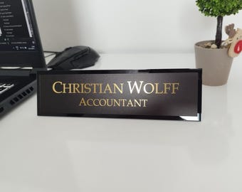 Executive Personalised Desk Name Plate, Custom Engraved Desk Sign, Plaque, Office, Acrylic Office Sign.