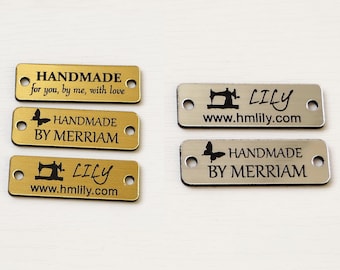 50 Custom Laser Engraved Product Tags: Gold & Silver Labels