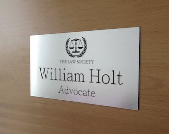 Custom Engraved Office Sign, Personalised Door Sign, Plaque, Business Name Sign, Home Sign, Peel & Stick Adhesive.