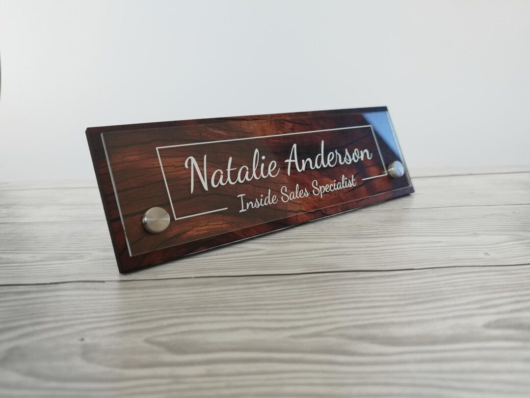 Personalised Desk Name Plate, Custom Engraved Desk Sign, Plaque