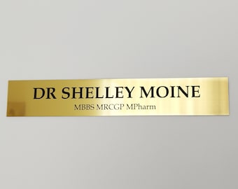 Custom Engraved Office Sign, Personalised Door Signage, Plaque, Name, Home, Peel & Stick Adhesive.