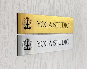 9" x 2" Custom Acrylic Wall Sign - Personalized Office Name Plate with Logo, Gold or Silver, Adhesive Backing