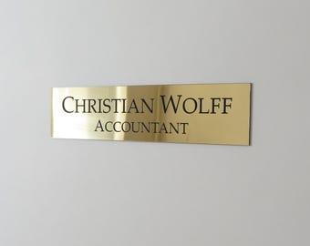 9" x 2.5" Custom Acrylic Wall Sign - Personalized Office Name Plate with Logo, Gold or Silver, Adhesive Backing