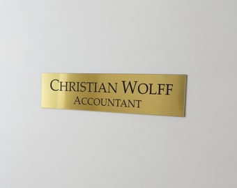 10" x 2.5" Custom Acrylic Wall Sign - Personalized Office Name Plate with Logo, Gold or Silver, Adhesive Backing