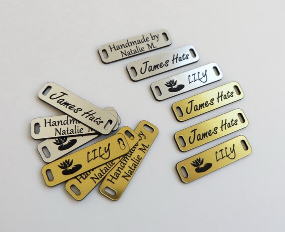 25 Product Tags, 1.5'' X 0.5'', Handmade Labels for Clothes, Custom Laser  Engraved Tags, Sewing Product Labels, Gold, Silver. 