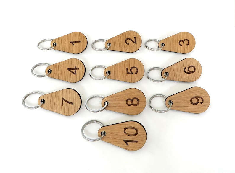100 Wooden Numbered Key Fobs For Hotel Home School Key Tags Oak Veneer Locker Room Club keychain