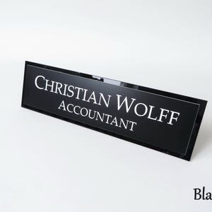 Executive Personalised Desk Name Plate, Custom Engraved Desk Sign, Plaque, Office Sign. Black