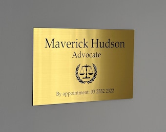 Custom Acrylic Wall Sign - Personalized Office Name Plate with Logo, Gold or Silver, Adhesive Backing