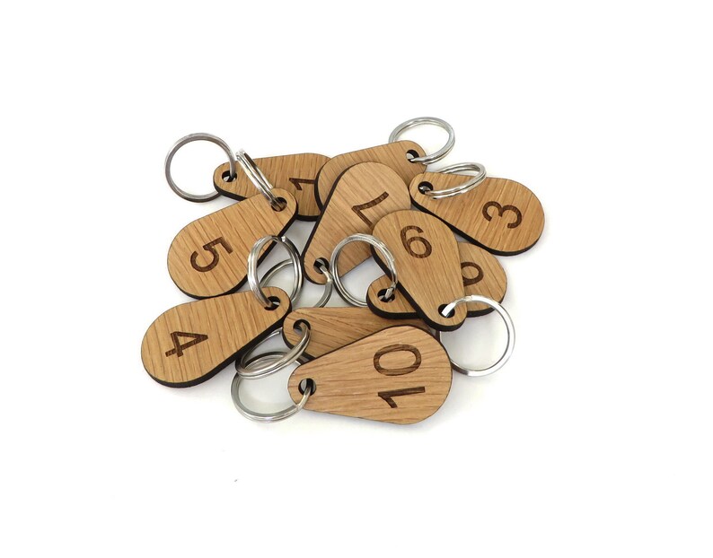100 Wooden Numbered Key Fobs For Hotel Home School Key Tags Oak Veneer Locker Room Club keychain