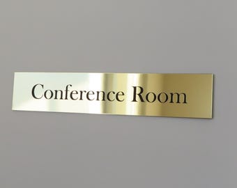 9" x 2" Custom Acrylic Wall Sign - Personalized Office Name Plate with Logo, Gold or Silver, Adhesive Backing