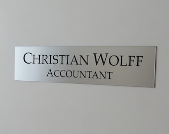 Custom Acrylic Wall Sign - Personalized Office Name Plate with Logo, Gold or Silver, Adhesive Backing