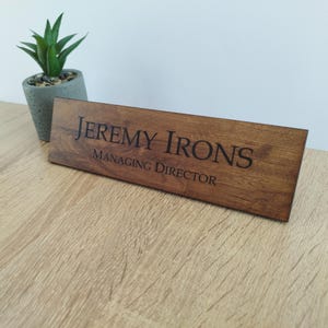 Personalised Wooden Desk Plate, Custom Desk Sign, Executive Name Plate, Rustic Office Sign.