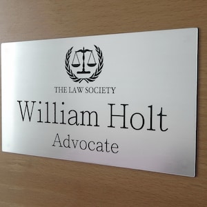 Personalised Wall Name Plate With Logo and QR code, Custom Engraved Door Plate, Sign, Plaque, Business Name Sign, Home Sign, Peel & Stick.