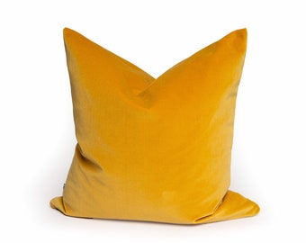 Mustard velvet pillow cover dark Mustard Cotton Velvet Pillow Cover