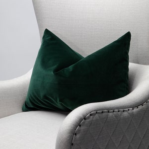 Dark Green Pillow Cover   / Italian Velvet Lumbar Pillow / Moss Green Pillow Cover / Green Pillow Covers 20 x 20 / Forest Green Pillow Cover