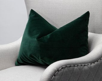 Dark Green Pillow Cover   / Italian Velvet Lumbar Pillow / Moss Green Pillow Cover / Green Pillow Covers 20 x 20 / Forest Green Pillow Cover