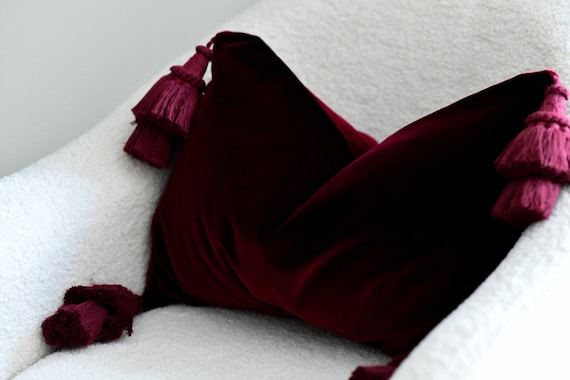 Burgundy velvet pillow sale