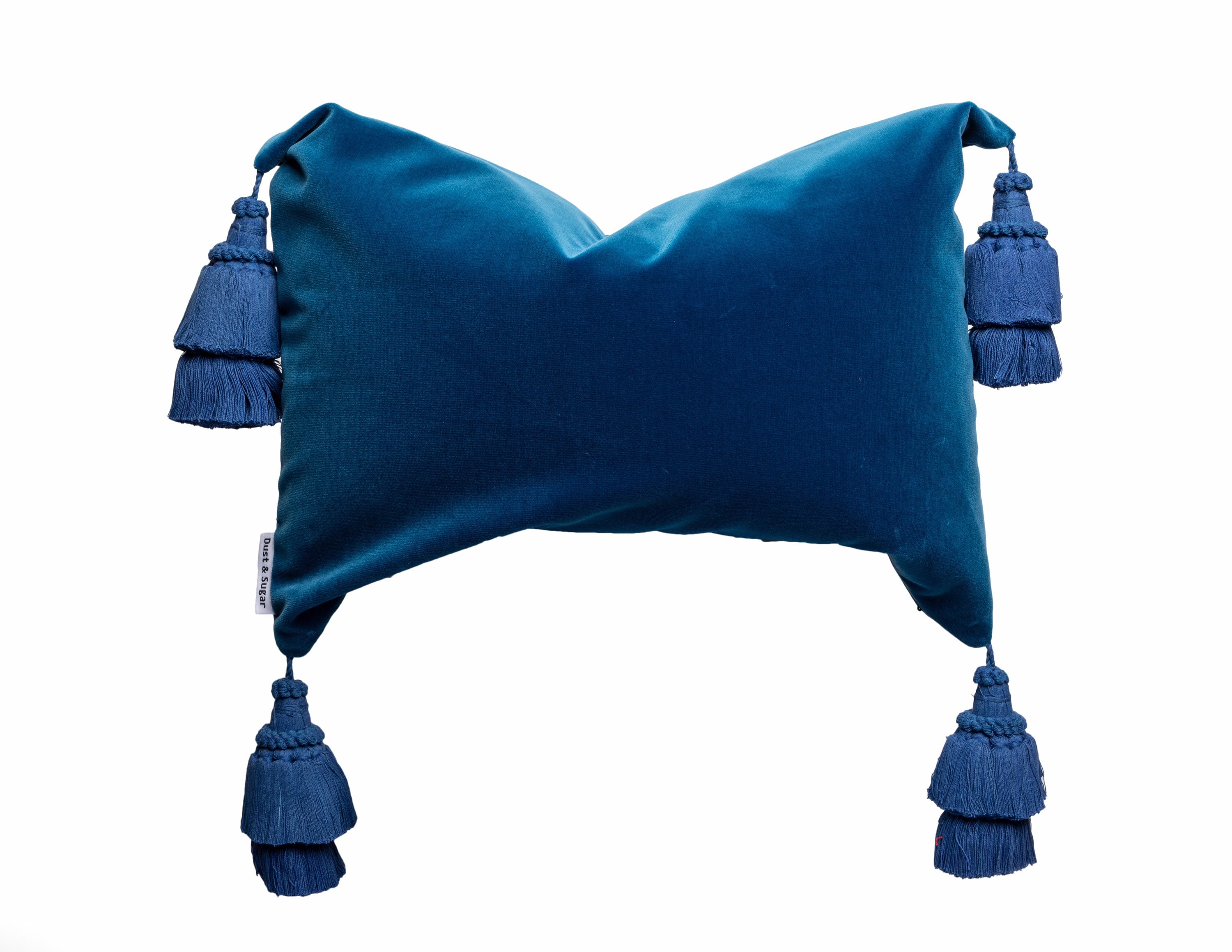 Blue Pillow Cover With Zipper Pillow Cover With Tassels Etsy