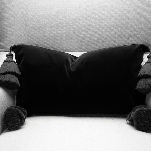 Scandi Lux Black Pillow Japandi Style Pillow With Big Etsy