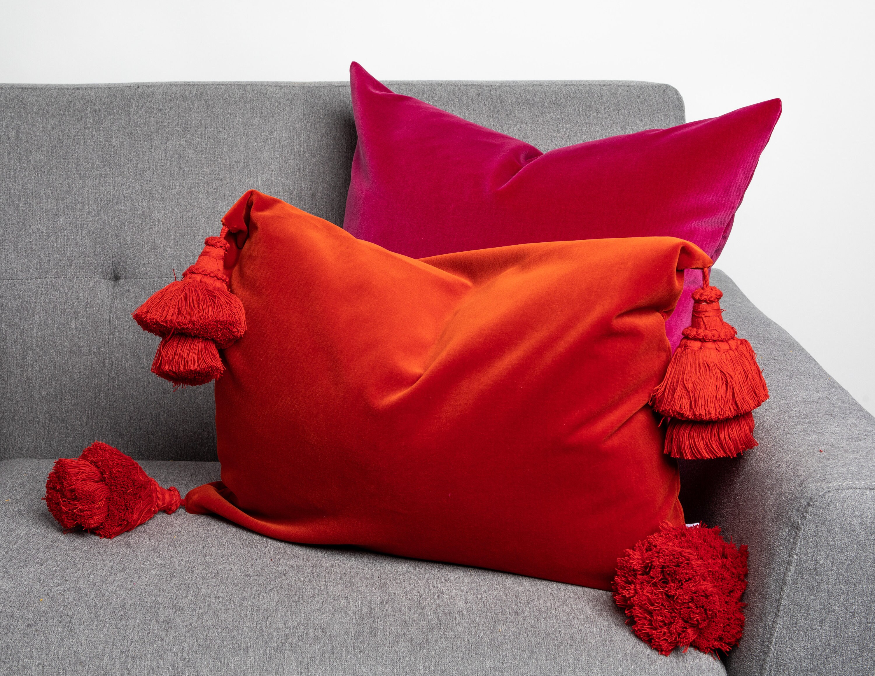 Scarlet Red Velvet Pillow Burnt Orange Pillow Velvet Etsy
