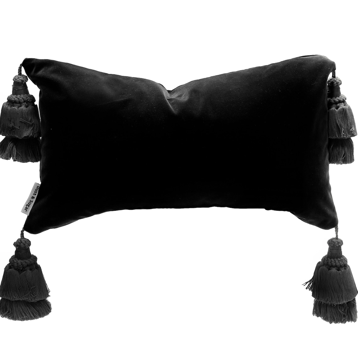 Black Velvet Pillow Cover Pillow With Big Tassels Black Etsy Canada